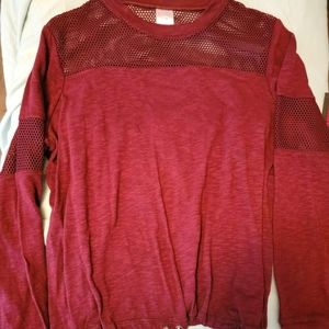 Womens burgundy long sleeve shirt